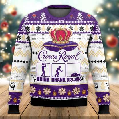 crown royal drunk ugly christmas sweater 1 Crown Royal Drunk Ugly Christmas Sweater - Image 1