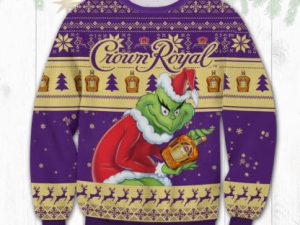 Crown Royal Grinch Ugly Christmas Sweater Holiday Gift - Image 1