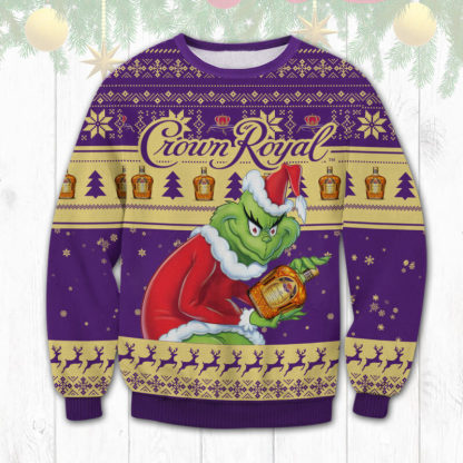 crown royal grinch ugly christmas sweater holiday gift 1 Crown Royal Grinch Ugly Christmas Sweater Holiday Gift - Image 1