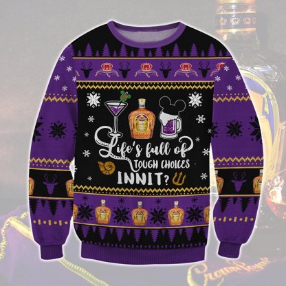 crown royal life choices ugly christmas sweater 1 Crown Royal Life Choices Ugly Christmas Sweater - Image 1