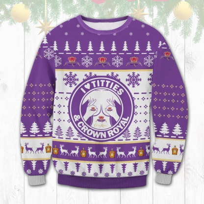 crown royal titties funny ugly christmas sweater 1 Crown Royal Titties Funny Ugly Christmas Sweater - Image 1