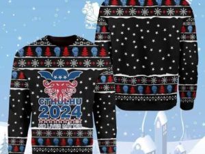 Cthulhu 2024 No Lives Matter Star Pattern Ugly Christmas Sweater Christmas - Image 1
