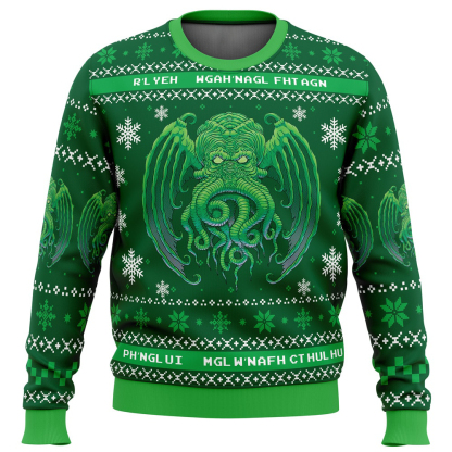 cthulhu cultist christmas ugly christmas sweater 1 Cthulhu Cultist Christmas Ugly Christmas Sweater - Image 1