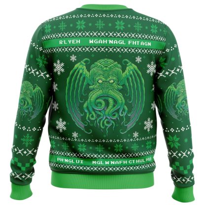 cthulhu cultist christmas ugly christmas sweater 2 Cthulhu Cultist Christmas Ugly Christmas Sweater - Image 2