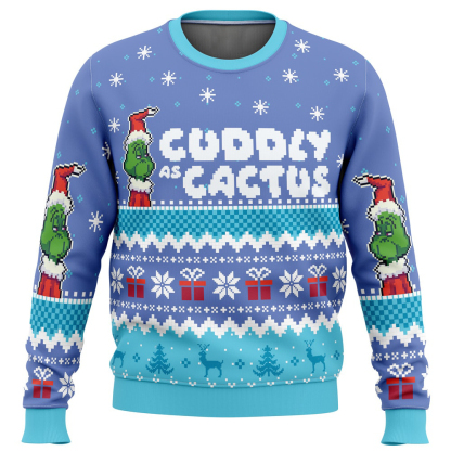 cuddly as a cactus grinch ugly christmas sweater 1 Cuddly As A Cactus Grinch Ugly Christmas Sweater - Image 1
