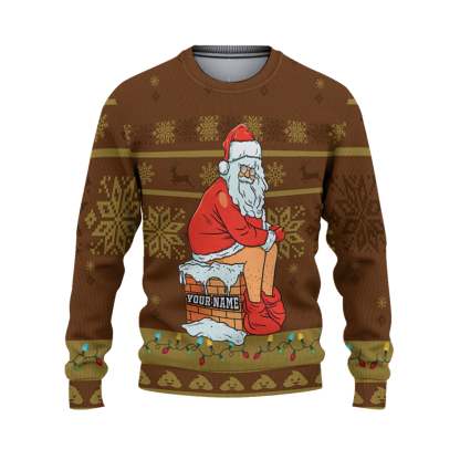 custom christmas dirty santa brown ugly christmas sweater 2 Custom Christmas Dirty Santa Brown Ugly Christmas Sweater - Image 2