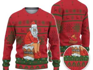 Custom Christmas Dirty Santa Red And Green Ugly Christmas Sweater - Image 1