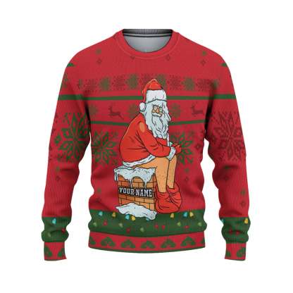 custom christmas dirty santa red and green ugly christmas sweater 2 Custom Christmas Dirty Santa Red And Green Ugly Christmas Sweater - Image 2