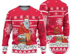 Custom Christmas Dirty Santa Red And White Ugly Christmas Sweater - Image 1