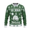 Custom Funny Holiday Happy Jesus Birthday Green Ugly Christmas Sweater - Image 2