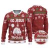 Custom Funny Holiday Happy Jesus Birthday Red And Green Ugly Christmas Sweater - Image 1