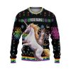 Custom Funny Holiday Ninja Cat And Unicorn Ugly Christmas Sweater - Image 2