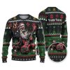Custom Funny Holiday Rocker Guitar Santa Ugly Christmas Sweater - Image 1