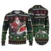 Custom Funny Holiday Shark Riding Santa Ugly Christmas Sweater - Image 1