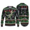 Custom Funny Holiday Silly Dinosaur Raptor Ugly Christmas Sweater - Image 1