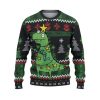 Custom Funny Holiday Silly Face Dinosaur T Rex Ugly Christmas Sweater - Image 2