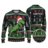 Custom Funny Holiday Singing T Rex Ugly Christmas Sweater - Image 1
