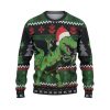 Custom Funny Holiday Singing T Rex Ugly Christmas Sweater - Image 2