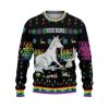 Custom Funny Holiday Unicorn Drunk Sober Ugly Christmas Sweater - Image 2