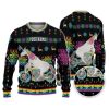 Custom Funny Holiday Unicorn Motorbike Ugly Christmas Sweater - Image 1