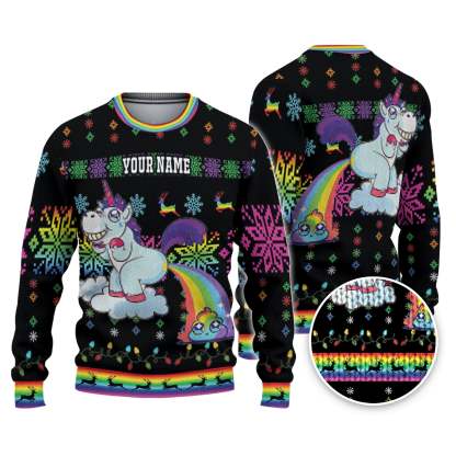 custom funny holiday unicorn release rainbow ugly christmas sweater 1 Custom Funny Holiday Unicorn Release Rainbow Ugly Christmas Sweater - Image 1