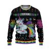 Custom Funny Holiday Unicorn Release Rainbow Ugly Christmas Sweater - Image 2