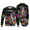Custom Funny Holiday Unicorn Riding T Rex Ugly Christmas Sweater - Image 1