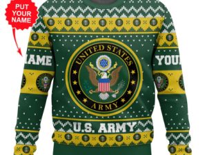 Custom Name Us Army Ugly Christmas Sweater - Image 1