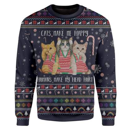 custom ugly cat christmas sweater holiday gift 1 Custom Ugly Cat Christmas Sweater Holiday Gift - Image 1