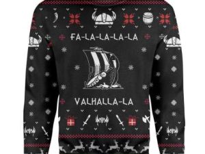 Custom Ugly Christmas Valhalla Viking Christmas Sweater - Image 1