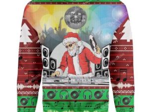 Custom Ugly Dj Santa Christmas Sweater - Image 1