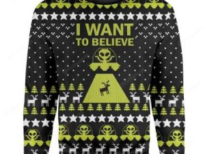 Custom Ugly I Want To Believe Christmas Sweater - Image 1