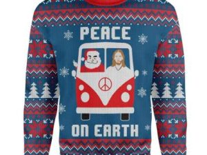 Custom Ugly Peace On Earth Christmas Sweater - Image 1