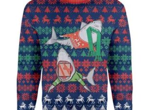 Custom Ugly Shark Christmas Sweater - Image 1
