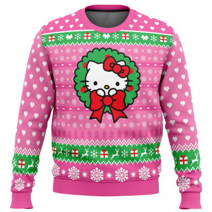 cute christmas hello kitty ugly christmas sweater 1 Cute Christmas Hello Kitty Ugly Christmas Sweater - Image 1