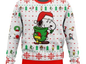 Cute Doggy The Joyful Moment Ugly Christmas Sweater - Image 1