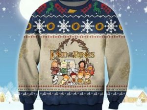 Cute Doggy The Lord Of The Rings Ugly Knitted Christmas 3D Sweater Ugly Christmas Sweater - Image 1
