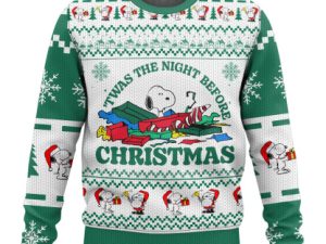 Cute Doggy The Night Before Ugly Christmas Sweater - Image 1