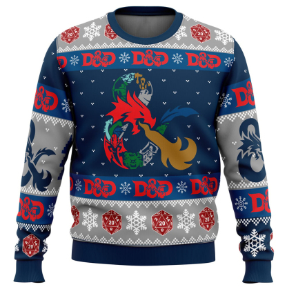 d 20 dungeons dragons ugly christmas sweater 1 D 20 Dungeons Dragons Ugly Christmas Sweater - Image 1