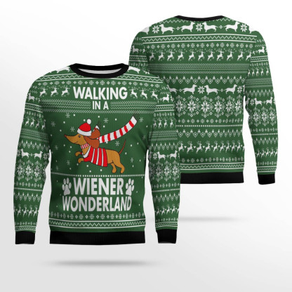 dachshund weiner wonderland ugly christmas sweater 2 Dachshund Weiner Wonderland Ugly Christmas Sweater - Image 2