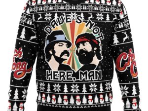 Daves Not Here Man Cheech And Chong Ugly Christmas Sweater - Image 1