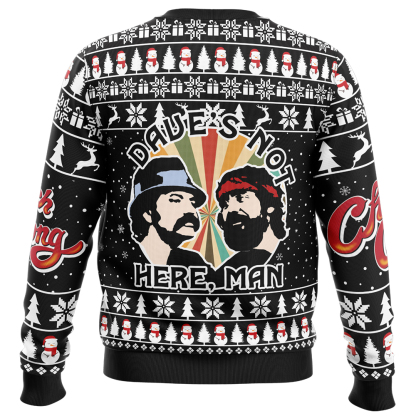daves not here man cheech and chong ugly christmas sweater 2 Daves Not Here Man Cheech And Chong Ugly Christmas Sweater - Image 2