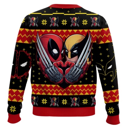 deadpool and wolverine lets take a selfie ugly christmas sweater 2 Deadpool And Wolverine Lets Take A Selfie Ugly Christmas Sweater - Image 2