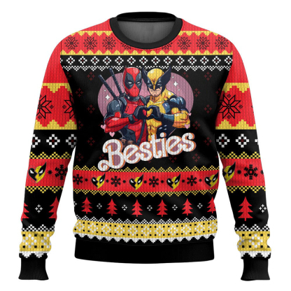 deadpool and wolverine ugly christmas sweater family gift 1 Deadpool And Wolverine Ugly Christmas Sweater Family Gift - Image 1