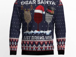 Dear Santa Just Bring Wine Ugly Christmas Sweater - Image 1