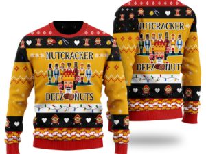 Deez Nuts Nutcracker Ugly Christmas Sweater - Image 1