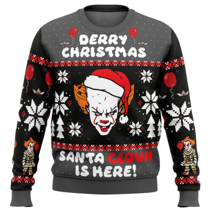derry christmas pennywise the clown ugly christmas sweater holiday gift 1 Derry Christmas Pennywise The Clown Ugly Christmas Sweater Holiday Gift - Image 1