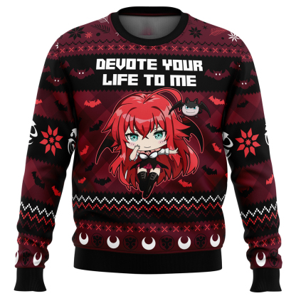 devote your life to me high school dxd ugly christmas sweater 1 Devote Your Life To Me High School Dxd Ugly Christmas Sweater - Image 1