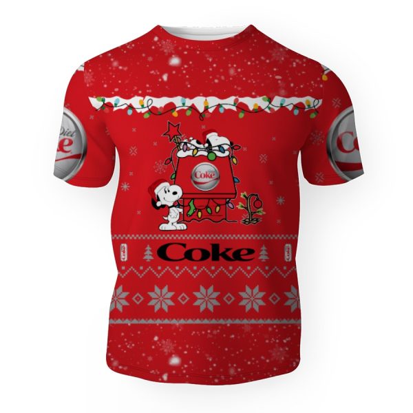 Diet Coke Soft Drink American Merry Christmas, Snoopy House Cute Fan Gift-3D Unisex T-Shirt - Image 1
