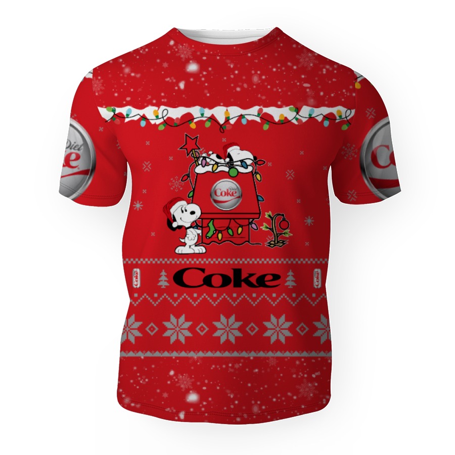 diet coke soft drink american merry christmas snoopy house cute fan gift 3d unisex t shirt 1 Diet Coke Soft Drink American Merry Christmas, Snoopy House Cute Fan Gift-3D Unisex T-Shirt - Image 1